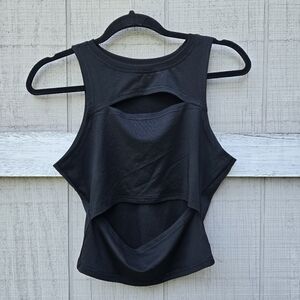 Black Cutout Cut Out Slit Festival Clubbing College Tank Top Medium